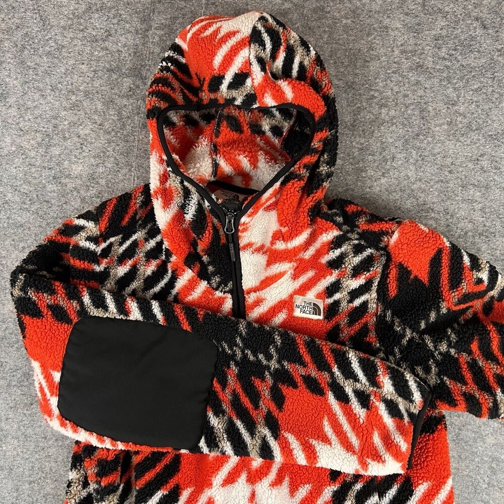 The North Face Men’s Fiery Red 1/4 Zip Cabin Fleece PO Hoodie Jacket Size S